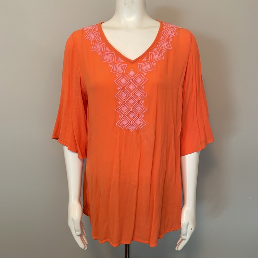 Lilly Pulitzer for Target Orange Camelia Gauze Tunic Top Swim Coverup Size L
